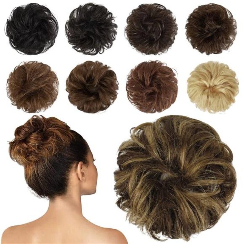 Human Messy Buns - 100% Human Hair Bun Real Scrunchies Hair Pieces Ponytail